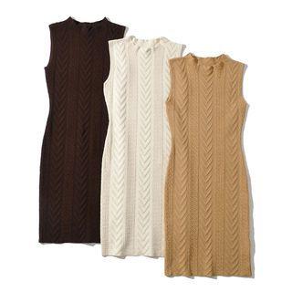 Sleeveless Cable Knit Sheath Dress