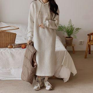 Raglan Letter Long Hoodie Dress