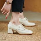 Genuine Leather Block Heel Oxford Shoes