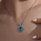 Gemstone Necklace 1 Pc - Necklace - Blue Pendant - Silver - One Size