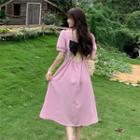 Bow Cutout-back Midi A-line Dress