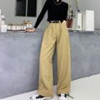 Embroidered Drawstring-cuff Pants