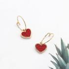 Heart Dangle Earring 1 Pair - Red - One Size