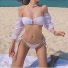 Set: Puff-sleeve Bikini Top + Bottom