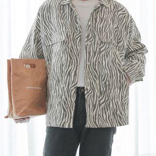 Zebra Print Button-up Jacket
