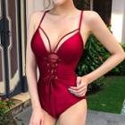 Spaghetti Strap Lace Up Swimsuit
