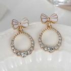 Bow Drop Sterling Silver Ear Stud / Clip-on Earring