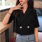 Double-breasted Elbow-sleeve Blouse
