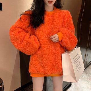 Round Neck Fleece Plain Pullover