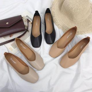 Block Heel Square-toe Pumps