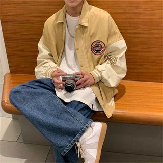 Embroider Letter Button-up Oversize Jacket