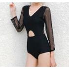 Long-sleeve Perforated Cut-out Swimsuit