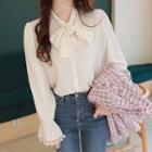 Tie-neck Lace-frilled Blouse