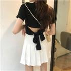 Open Back Short-sleeve Slim-fit Top