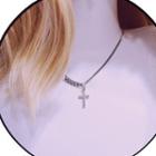 Cross Pendant Alloy Necklace Silver - One Size