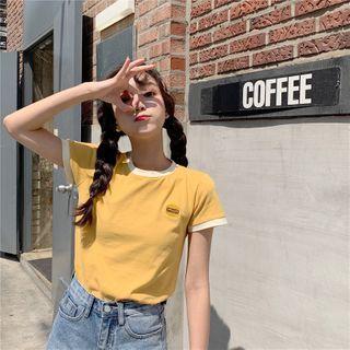 Round-neck Two-tone Top