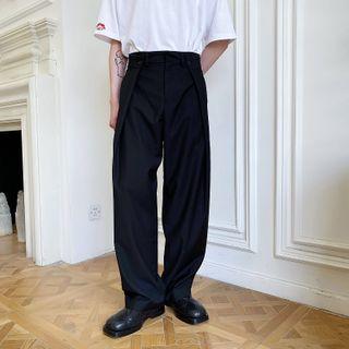 Plain Wide-leg Straight Leg Pants