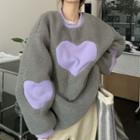 Heart Fleece Sweatshirt Violet - One Size