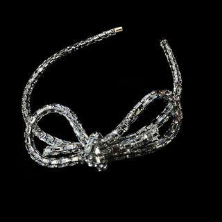 Faux Crystal Bow Headband 1 Pair - Silver - One Size