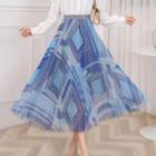 Print Chiffon Maxi A-line Skirt