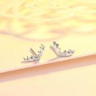 Antlers Stud Earring 1 Pair - Platinum Plating - One Size