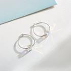 925 Sterling Silver Crystal Cube Hoop Earring Multicolor Square - Silver - One Size