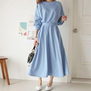 Round-neck Gathered-waist Pullover Dress