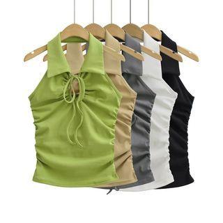 Sleeveless Tie Neck Polo Shirt