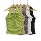 Sleeveless Tie Neck Polo Shirt