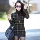 Fleece Lined Check High Neck Long-sleeve T-shirt