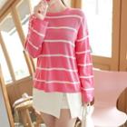 Colored Loose-fit Stripe Knit Top