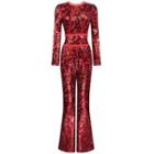 Long-sleeve Lace Sequined Boot-cut Jumpsuit