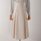 High Waist Button Detail A-line Skirt