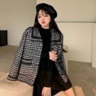 Houndstooth Button-up Jacket Black - One Size