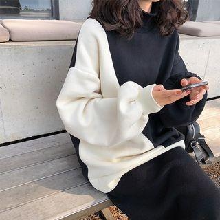 Color-block Mock Neck Top