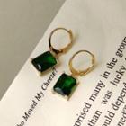Gemstone Square Drop Earring 1 Pair - 1875 - Gold Trim - Green - One Size
