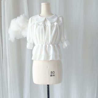 Frilled Trim Peter Pan Collar Top