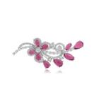 Fashion Simple Butterfly Brooch With Red Cubic Zirconia Silver - One Size