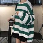 Long-sleeve Striped Dip Back T-shirt