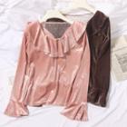 Ruffle Corduroy Long-sleeve Top