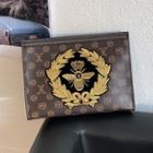 Bee Embroidered Faux Leather Clutch