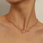 Interlocking Heart Rhinestone Pendant Necklace