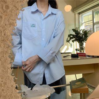 Plain Applique Long-sleeve Shirt