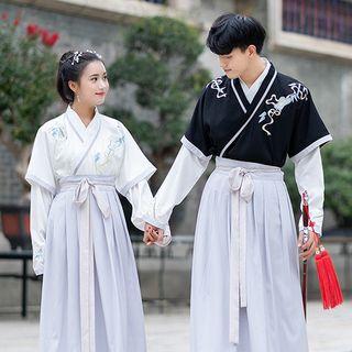 Elbow-sleeve Jacket / Long-sleeve Hanfu Top / Maxi Skirt