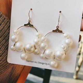 Faux Pearl Hoop Dangle Earring Gold - One Size