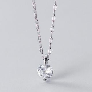 Rhinestone Pendant Necklace 1 Pc - S925 Sterling Silver Necklace - One Size