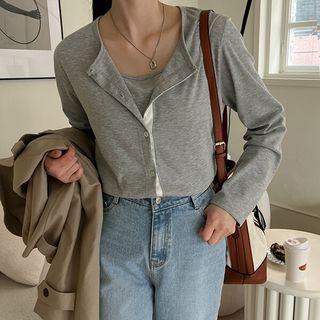 Plus Size Basic Set: Cardigan + Camisole Top