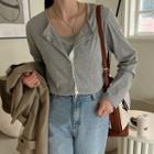 Plus Size Basic Set: Cardigan + Camisole Top