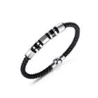 Fashion Personality Geometric 316l Stainless Steel Leather Bangle Silver - One Size