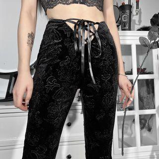 High Waist Jacquard Bootcut Pants